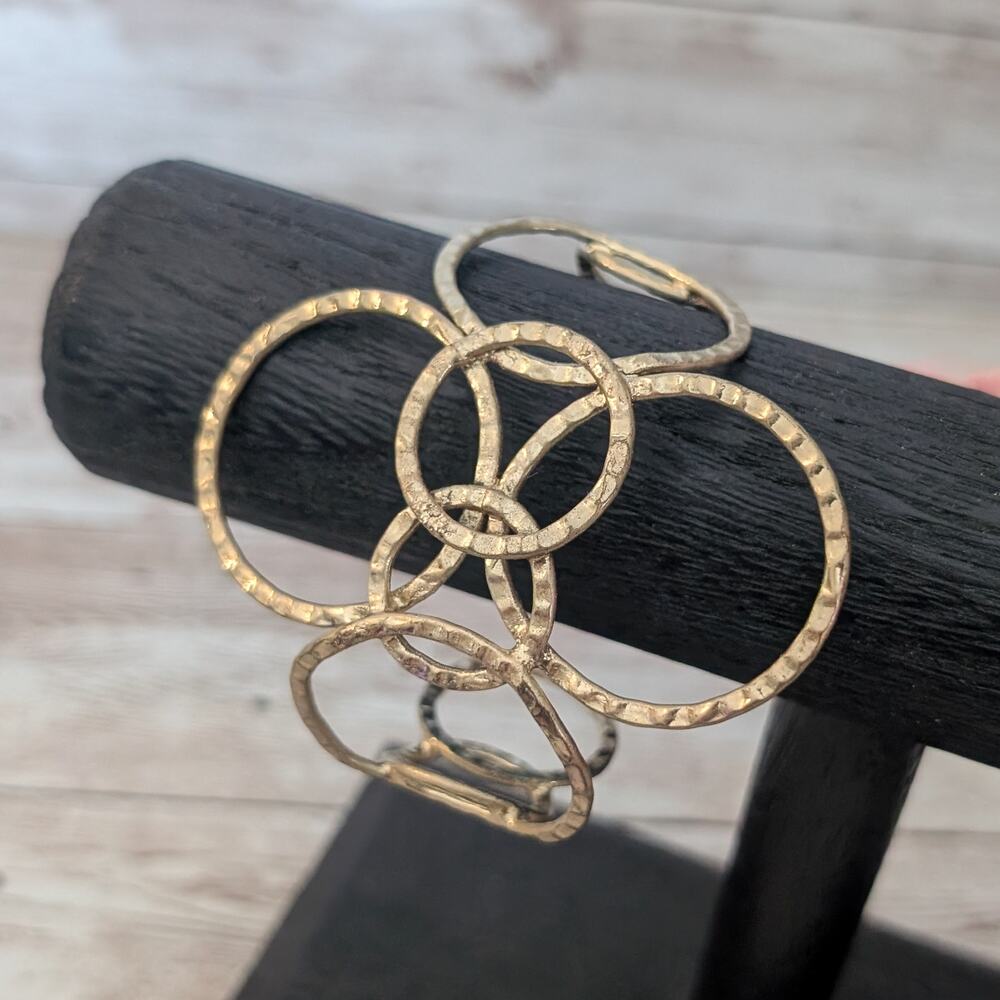 Vintage Bracelet Chunky Gold Tone Circles